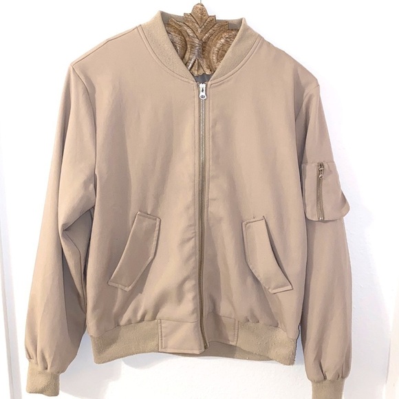 NUDE Tan Casual Lightweight Bomber Jacket Size S - Picture 1 of 6
